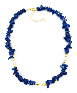 Collana diWa Jewels Choker Chips Lapislazzuli e Perle Argento placcato Oro - Foto 1 di 1