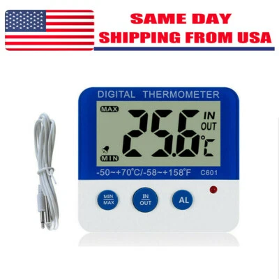 Digital Fridge Freezer Thermometer With Temperature Warning Alarm Max Min ℃/℉