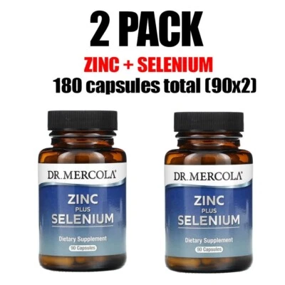 Dr. Mercola, PACK 2, Zinc más Selenio, 90 Cápsulas x 2, Apoyo Inmunológico Foto 1 de 3