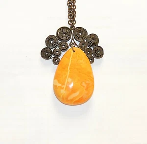 BELLISSIMA COLLANA AMBRA BALTICA TUORLO D'UOVO BUTTERSCOTCH ANTICA NATURALE - Foto 1 di 5
