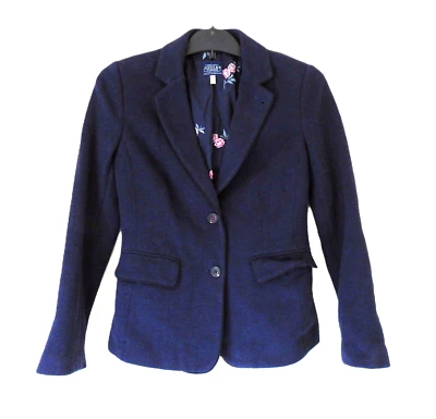 Joules Agatha Womens Blazer Jacket UK 8 Navy Blue Herringbone Smart Casual - Image 1 of 4