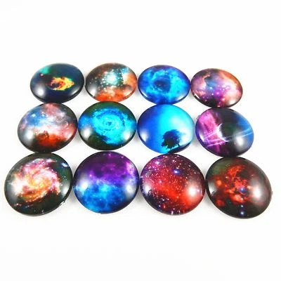 Cabochons Round Photo Glass Flatback Cameo Starry Sky Pattern DIY Making 8-30mm - Image 1 of 4