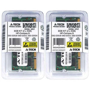 8GB KIT 2 x 4GB HP Compaq G62-220US G62-223CL G62-225DX G62-225NR Ram Memory - Picture 1 of 1