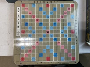 Scrabble Crossword Board Game Deluxe Edition Turntable Selchow  Righter Complete - Picture 1 of 6