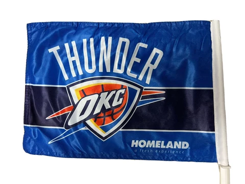 OKC Thunder Car Truck Flag Clip On Oklahoma City 17" x 11.5 " Fan Gift Man Cave Cover