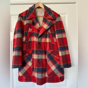RARE FIND! VINTAGE CIRCA 1950's McGREGOR WOOL AND SHEARLING PLAID COAT. SIZE 40 - Picture 1 of 8