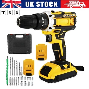 21V Cordless Hammer Drill Set Electric Impact Driver Screwdriver with 2 Battery - Picture 1 of 13