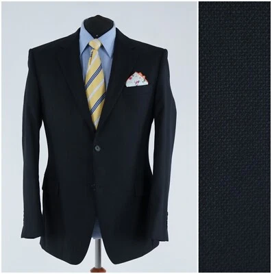 Schwarzer strukturierter Herrenblazer 46R UK-Größe J.PHILIPP Lanificio Wolle Sport Mantel Jacke - Bild 1 von 4
