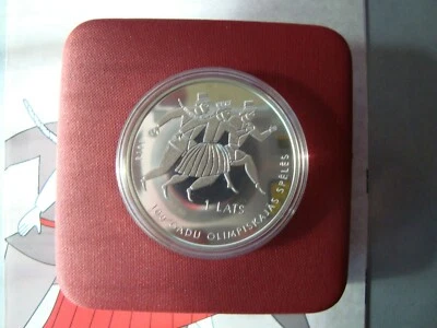 Latvia Lettland 1 Lats 2012 silver collection coin 100 YEARS IN OLYMPIC GAMES  - Image 1 of 4