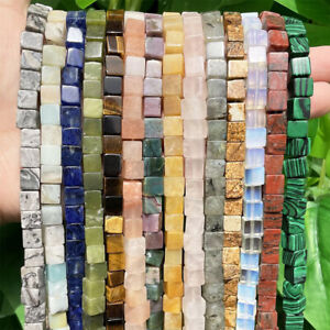 Natural 4/6mm Square Cubic Cube Assorted Gemstone Beads For Jewelry Making 15''