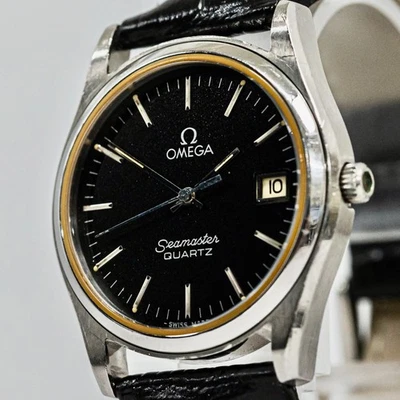 No Tariffs *Vintage 1979* OMEGA Seamaster Cal.1342 Qz Push Crown Black 34mm Men - Image 1 of 4