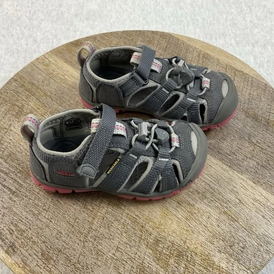 Keen Seacamp Sandals Toddler Baby’s 8 Hook And Loop ClassicWater Shoes Gray Pink - Image 1 of 4