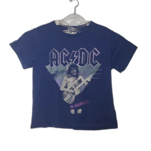 AC/DC Shirt Womens Small Navy Blue Lucky Brand 74 Jailbreak Tour Rock Band Tee - Picture 1 of 4