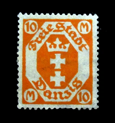 Danzig Germany Stamp Sc 102 Arms 10M 1922 Used - Image 1 of 3
