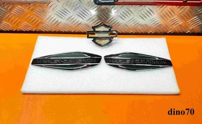 Harley Davidson coppia emblemi fregi serbatoio benzina metallo cromati originali - Immagine 1 di 4