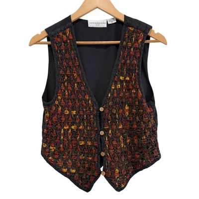 Vtg Woven Multicolor Vest Size PM Artsy Eclectic Abstract Hipster Indie Bohemian - Image 1 of 4