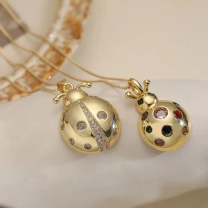 Lightweight Gold Color Necklaces Elegant Ladybug Pendant Women - Picture 1 of 8