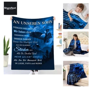 Kuscheldecke Personalisierte Geschenke Decke An Unseren Sohn von Mama und Pap... - Picture 1 of 9