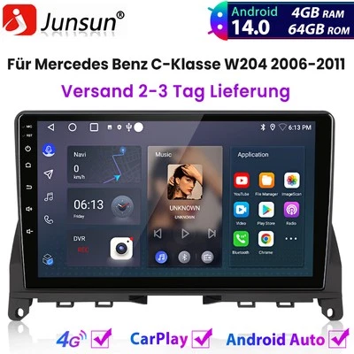 4G+64GB Android 14 Carplay 8-Kern Autoradio Für Mercedes Benz C Klasse W204 S204 - Bild 1 von 4
