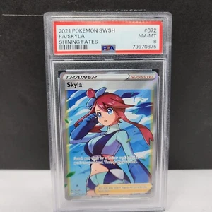 Pokemon Shining Fates Skyla 072/072 Full Art Trainer PSA 8 Mint Sword & Shield - Picture 1 of 7