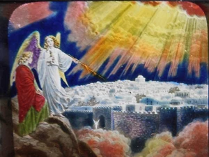 Magic Lantern COLOR Glass Slide Jerusalem Christian Angel Heaven Spiritual #3 - Picture 1 of 2