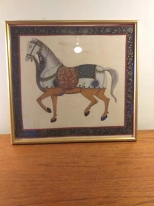 FAMOSO ESTAMPADO DE CABALLO DE COLECCIÓN, 36CMS X 38CMS, MARCO DE METAL DORADO - Imagen 1 de 21