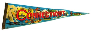 1950's Connecticut Felt Pennant / Banner Flag Wall Hanger - Picture 1 of 9
