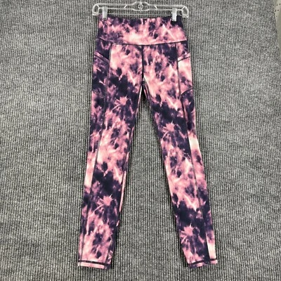 Gaiam 紧身裤女式 XS 码超小号紫色蓝色烟雾运动服健身房升降机 — 第 1/4 张图片