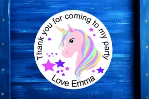 Personalised Unicorn Birthday Round Gift Bag, Stickers, Label, Sweet Cone Party - Picture 1 of 1