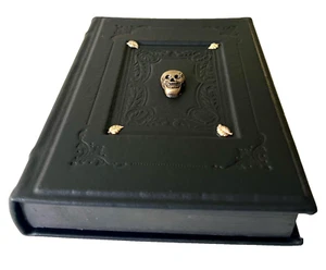 Ornamented Skull Mounted Handcrafted Italian Gothic Leather Journal, NEW! - Picture 1 of 10