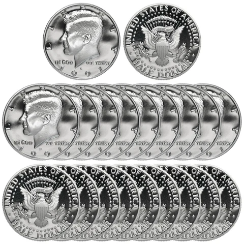 1991 S Kennedy Half Dollar Roll Gem Deep Cameo CN-Clad Proof 20 US Coins Cover