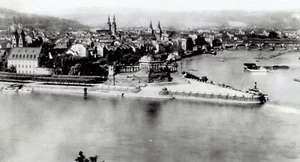1945 Vintage Drahtfoto Luftbild Stadtbild Ansicht vor dem 2. Weltkrieg Koblenz Germany - Bild 1 von 2