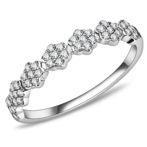 Ladies Band Ring Silver Eternity Cluster Cubic Zircoina Stainless Steel Size N 7 - Picture 1 of 5