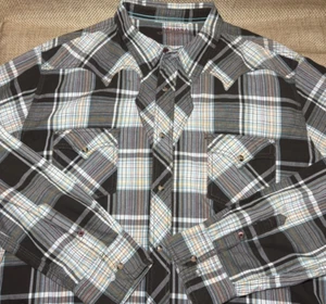 Arizona Western Shirt Brown Plaid Mens XXL Pearl Snap Buttons Long Sleeve 2XL - Picture 1 of 15
