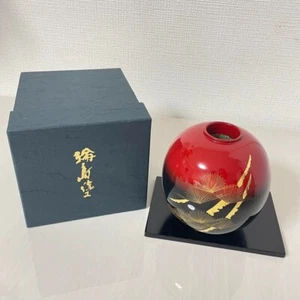 Japanische Lack Vase - Wajima-nuri Urushi Blumengefäß - Gold Makie - mit Box - Bild 1 von 5