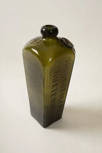 Avan Hoboken (R2L) Rotterdam Olive Green Liquor Bottle w/Seal & Blob Top EMPTY - Picture 1 of 13