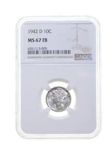 MS67 FB 1942-D Mercury Silver Dime - Graded NGC *4324 - Picture 1 of 3