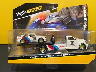 1/64 MAISTO FLATBED & 1988 BMW M3 #22 MULTI-COLOR TRANSPORT - Image 1 of 3