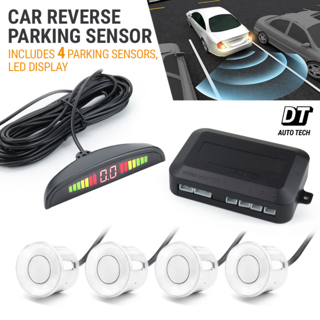 Sensor de aparcamiento para coche Parktronic con 4 sensores de respaldo  inverso de aparcamiento radar Monitores detector sistema de  retroiluminación 