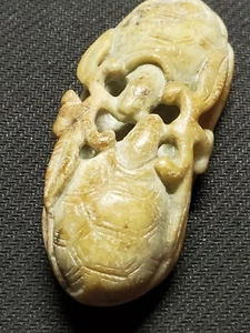 OLD NATURAL JADE STONE Hand Carved Sea Turtles ( Asian ? ) ‼️ - Picture 1 of 11