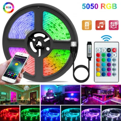 LED Strip Lights 5050 RGB Colour Changing Tape TV Under Cabinet Kitchen Lighting - Image 1 of 4