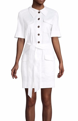 Kate Spade New York Women Utility Shirt Dress Fresh White Size 6 NWT