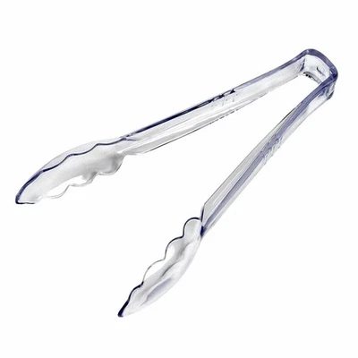 Chef Craft 9" Clear Plastic Serving Tongs with Clamshell Ends - Image 1 of 2