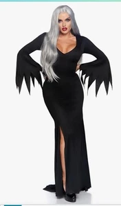 Leg Avenue Sexy Slinky Goth Kleid Kostüm M/L Maxi Cosplay Meerjungfrau Morticia - Bild 1 von 7