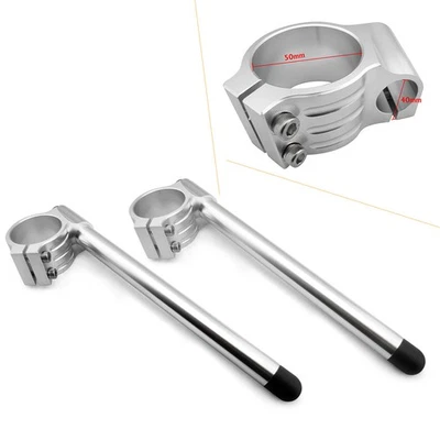 For Suzuki GSXR 600 750 Silver Motorcycle Pair CNC 50mm Clip On Ons Handlebars Foto 1 de 4