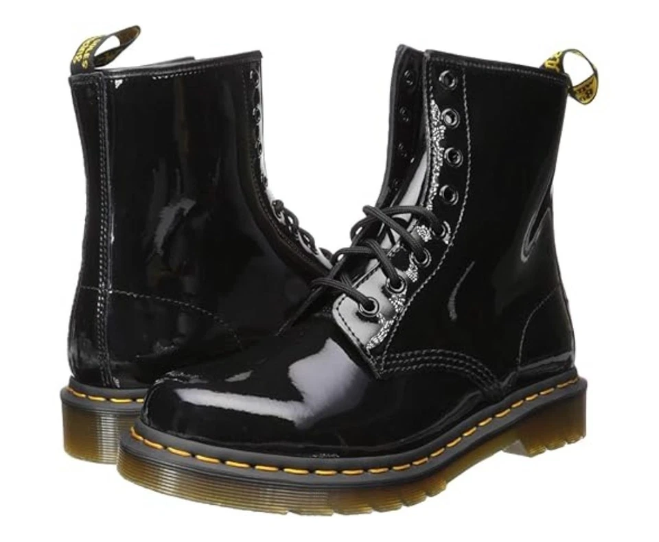 Dr. Doc Martens 1460 Women's Boot Size 7 - Black Patent Leather Shiny Punk