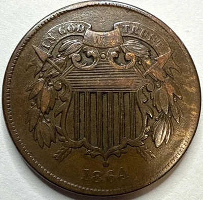 1864 2 Cent Piece 2c Exact Coin Imaged #2C155 - Image 1 of 2