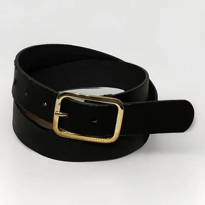 Express Women's Size Small Belt Black Faux Leather Golden Buckle 1 1/8" Worn - Image 1 of 4