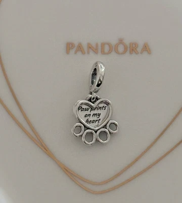 Novo Berloque Pendurado 100% Genuíno Autêntico Pandora Estampa de Corações e Patas 799360C00 - Imagem 1 de 4