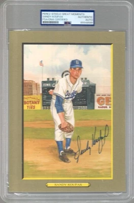 SANDY KOUFAX AUTOGRAPHED PEREZ STEELE GREATEST MOMENTS CARD         PSA SLABBED - Image 1 of 2